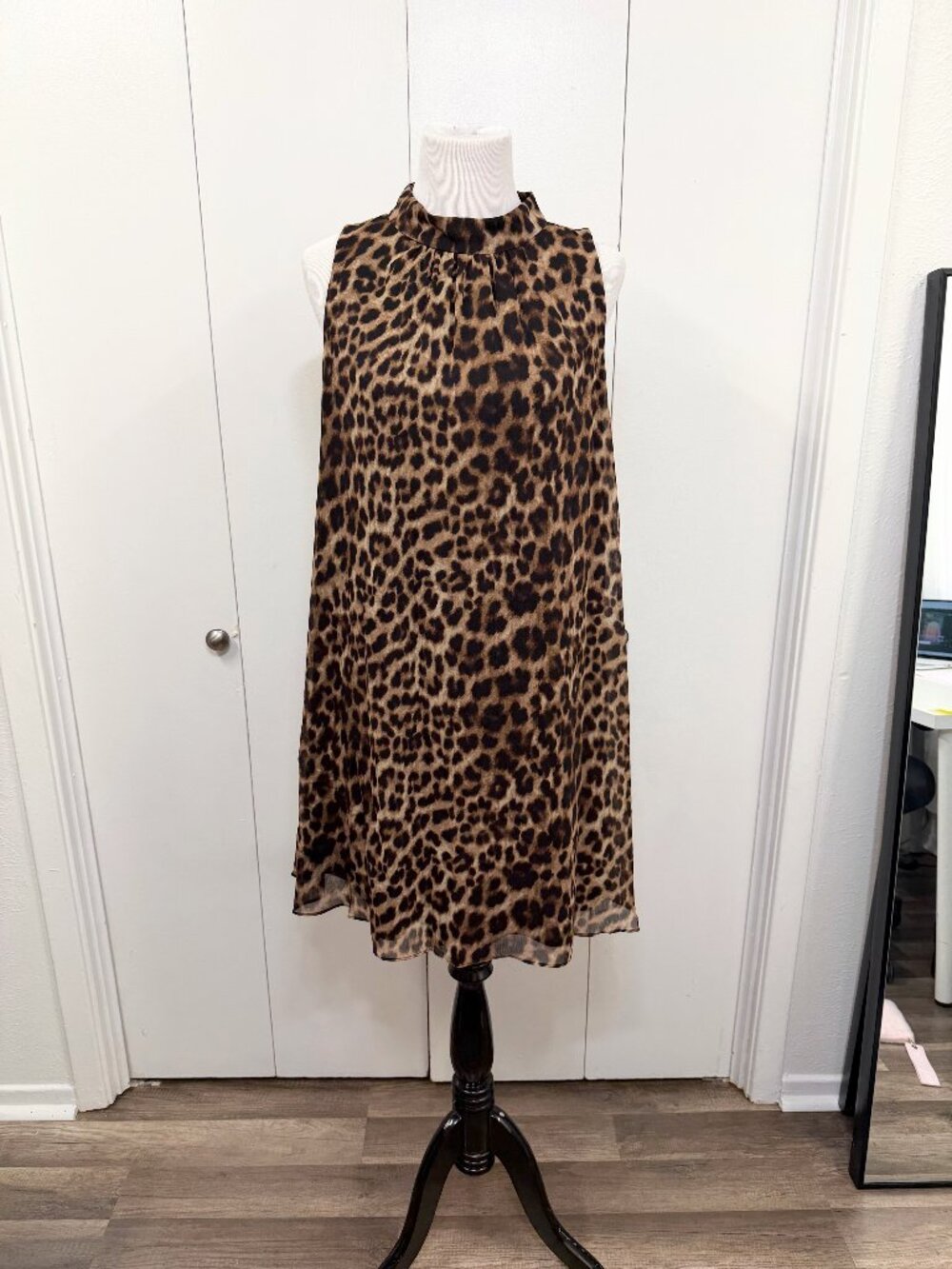 Harper Rose Leopard Print High Neck Shift Dress Sleeveless Size 12 NWT